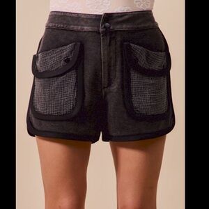 NWT So Me On The Hunt Terry Cargo Shorts - Black - S, M, L, XL
